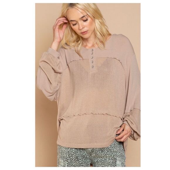 BOHO Knit hooded Top in Mocha - Picture 2 of 8